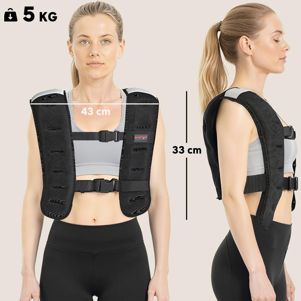 SPORTNOW 5kg Adjustable Weighted Vest with Straps and Reflective Strips Image 9