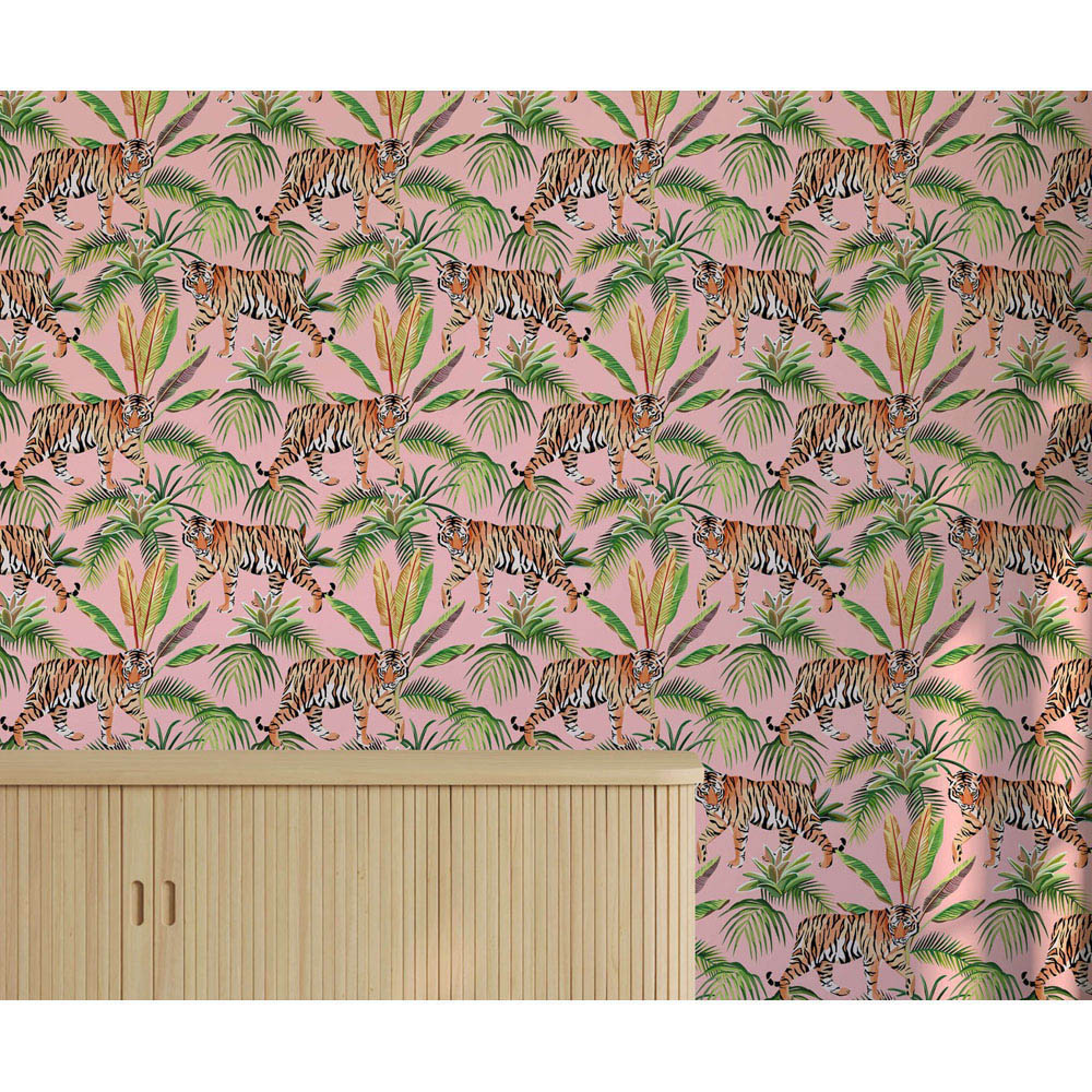 Bobbi Beck Eco Luxury Tropical Tiger Pink Wallpaper Image 2