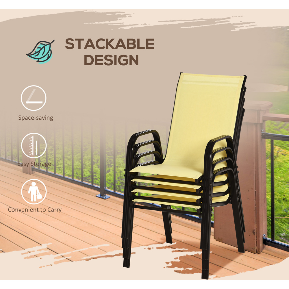 Outsunny Set of 4 Beige Stackable Outdoor Dining Chair Image 5