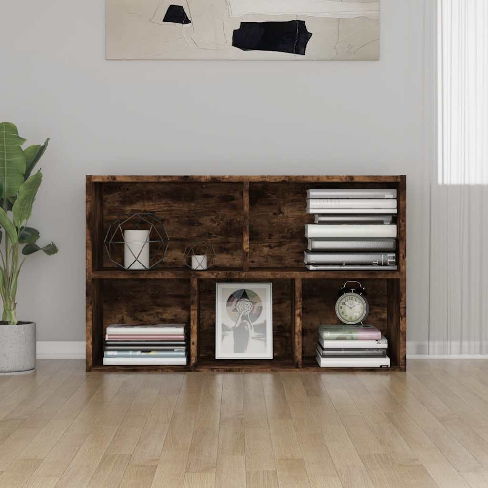 vidaXL 5 Shelf Smoked Oak Bookcase Image 9