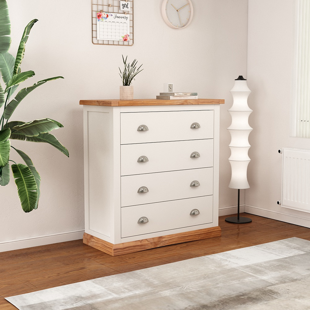 Tropea 4 Drawer Off White Chest of Drawers with Chrome Cup Handles Image 8