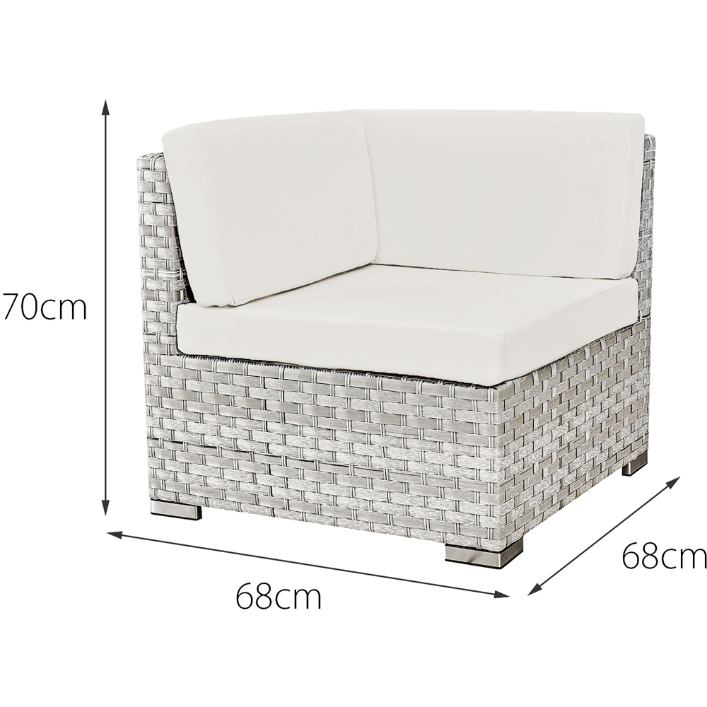Oseasons Trinidad 8 Seater Dove Grey and White Cushion Deluxe Rattan Firepit Modular Sofa Set Image 8