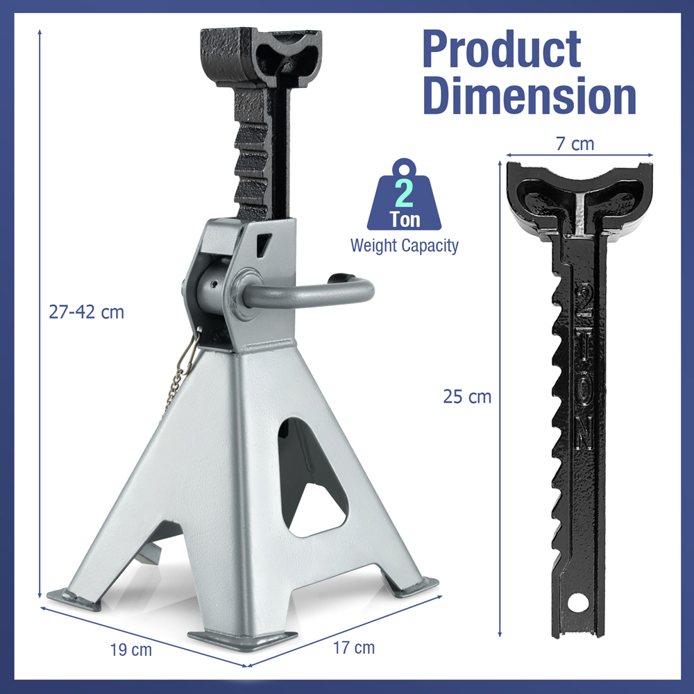 Costway 2 Tonne Heavy Duty Steel High Lift Jack Stand Image 9