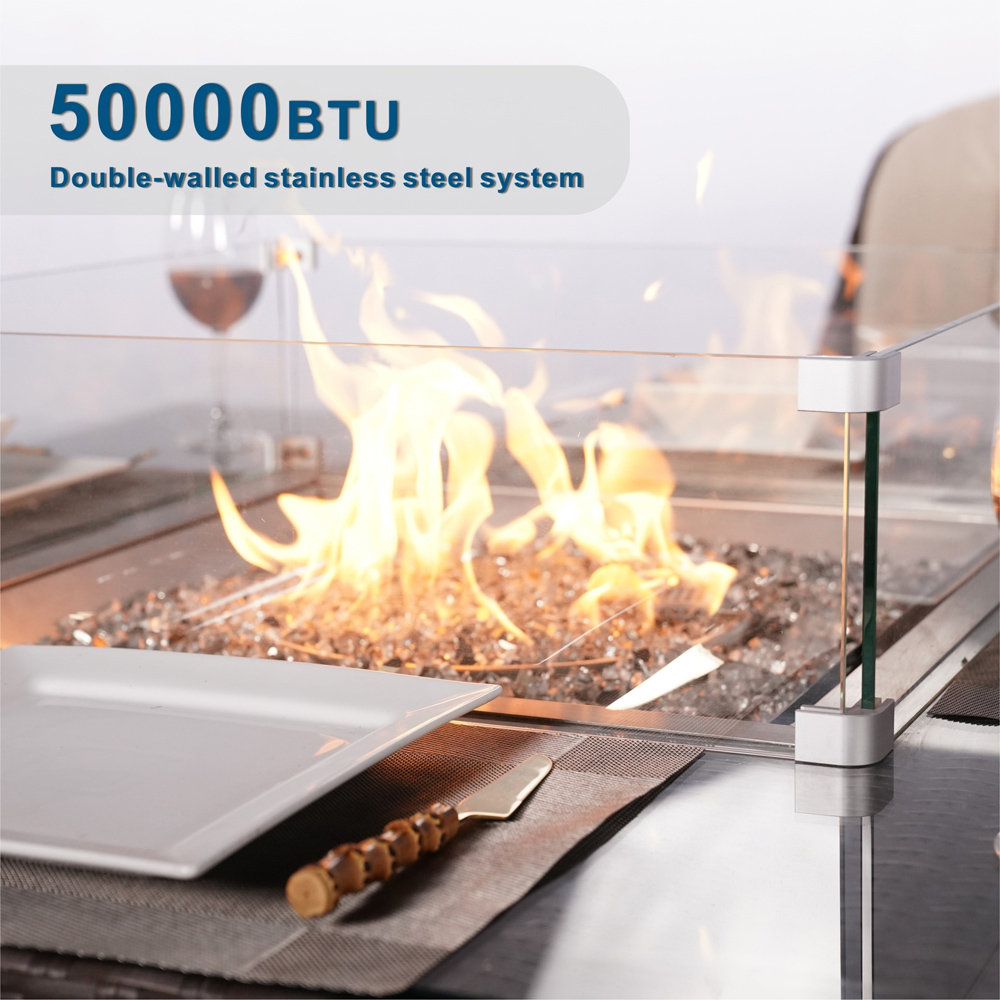 Direct Wicker Brown Square Fire Pit Dining Table Image 2