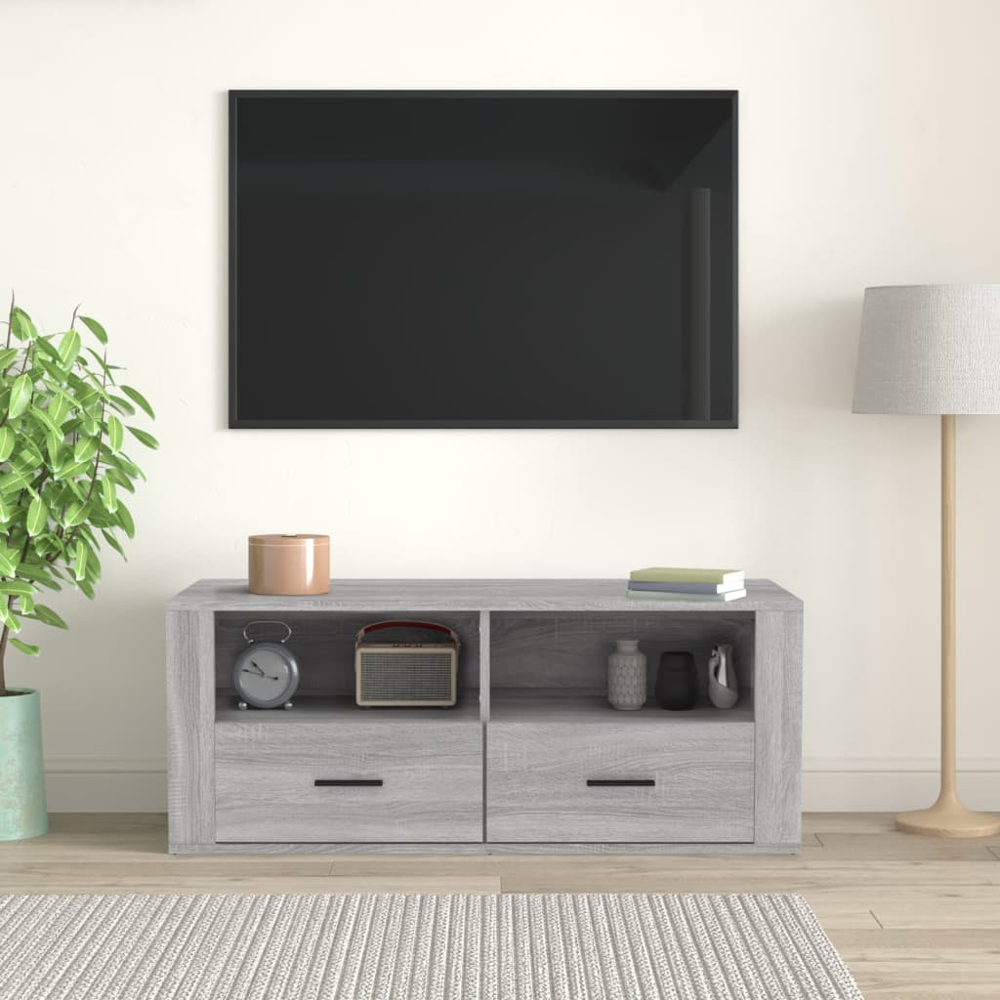 vidaXL 2 Drawer 2 Shelf Grey Sonoma TV Cabinet Image 3