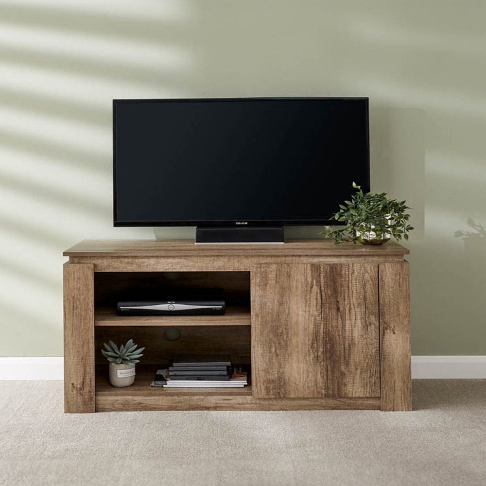 GFW Canyon Single Door 2 Shelf Grey Oak Compact TV Unit Image 9