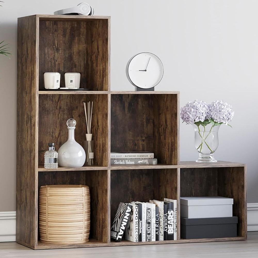 Vida Designs Durham 6 Shelf Dark Wood Cube Storage Unit Image 1