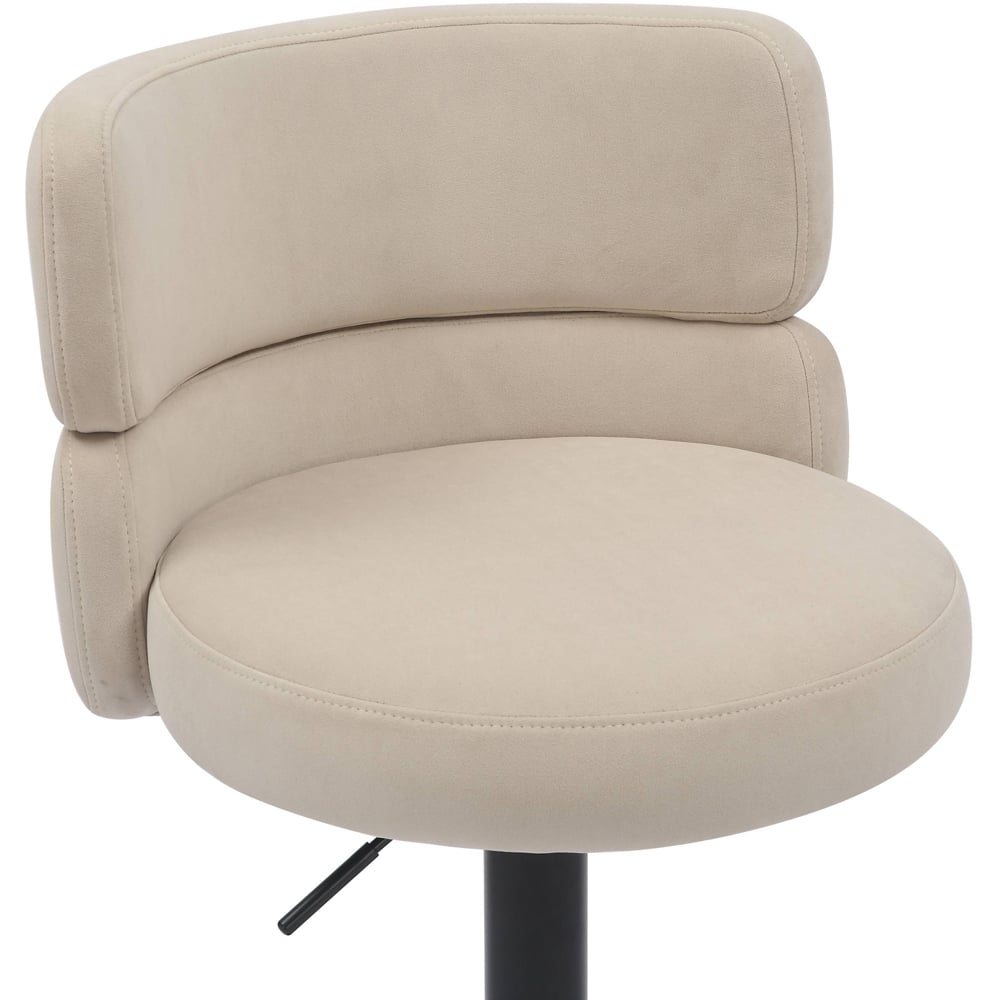 Mason Set of 2 Brushed Velvet Cream and Black Bar Stool Image 7
