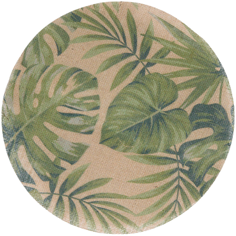 Pack of 2 Round Jungle Leaf Placemats Green Image 2