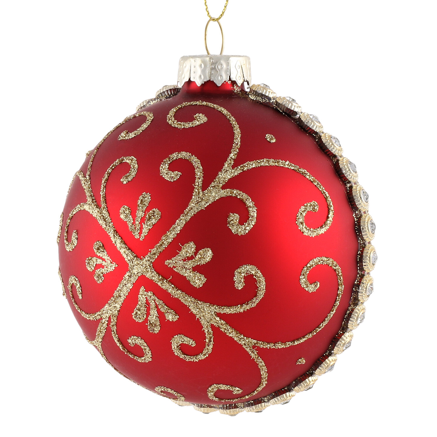 Red and Gold Beaded Bauble Image