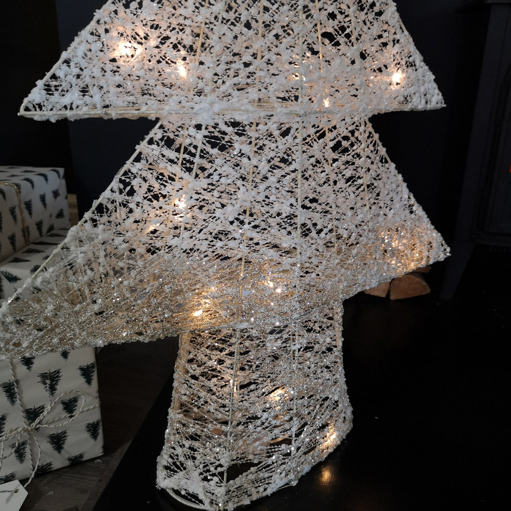 Samuel Alexander White and Gold Christmas Tree Silhouette LED Decoration 80cm Image 4