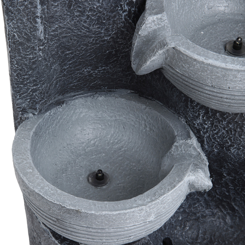 Living and Home 4 Tier LED Bowl Rockery Solar Powered Outdoor Waterfall Fountain Image 4