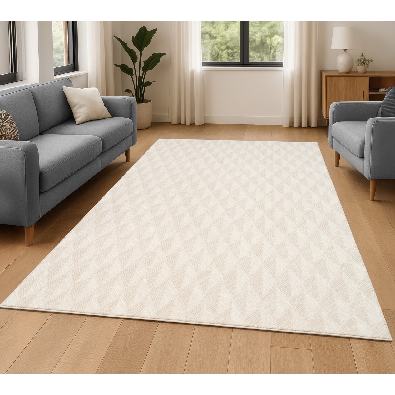 Textured Leaf Rug Neutral 120cm Image 2