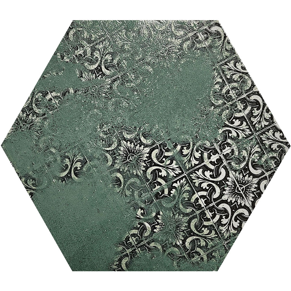 Top Ceramics Patterned Green Hexagon Porcelain Wall Tile 215 x 250mm Image 7