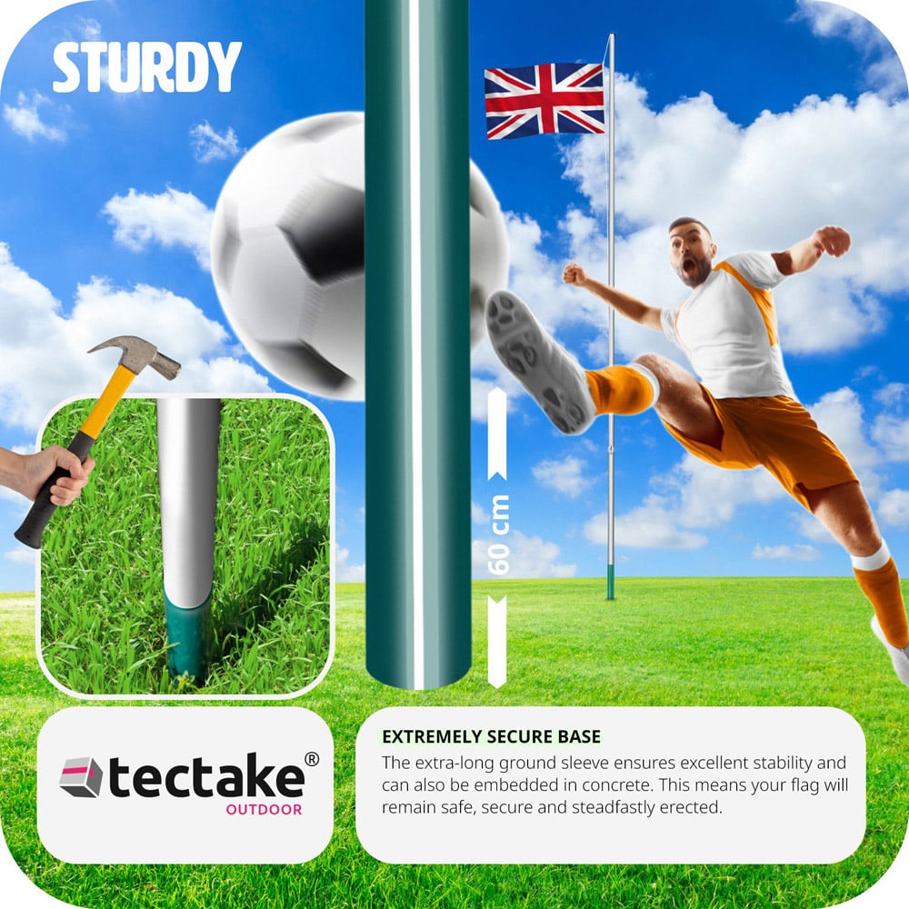 tectake UK Flag with Flagpole 6.25m Image 7