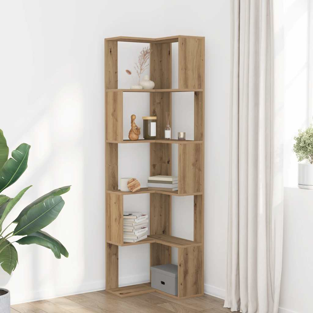 vidaXL 10 Shelf Artisan Oak Corner Bookcase Image 7