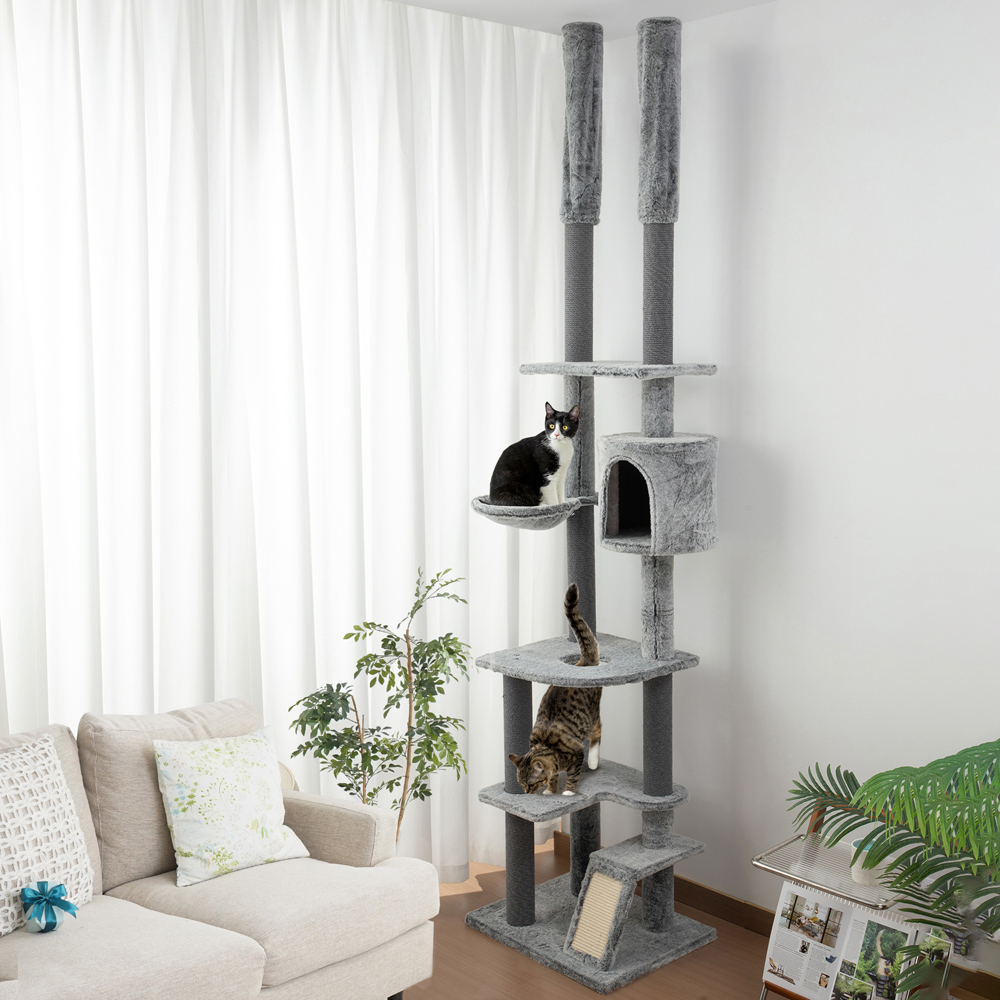 PawHut Floor To Ceiling Ramp Cat Tree 255cm Image 2