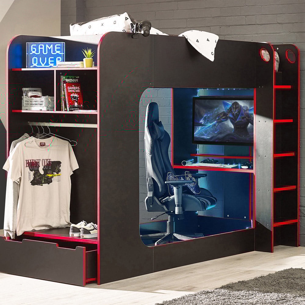 Julian Bowen Impact Black and Red Gaming Bunk Bed Image 9
