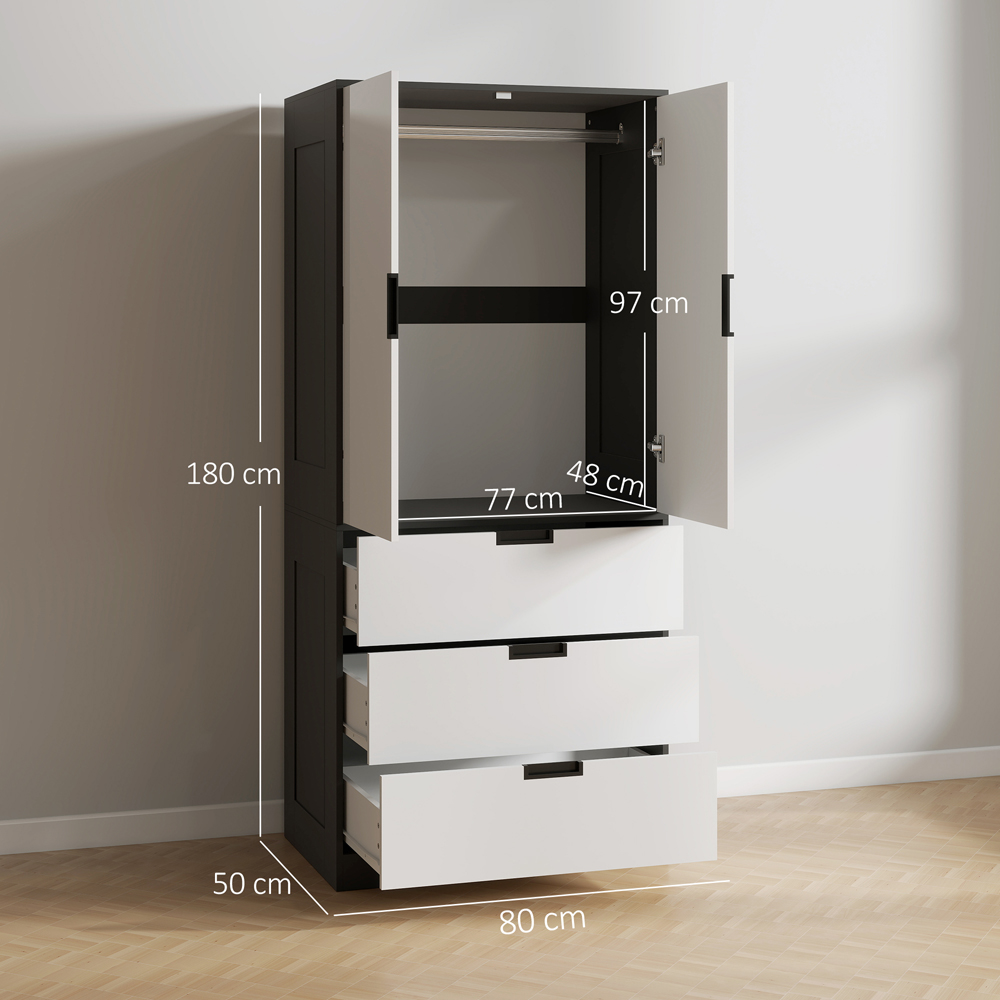 HOMCOM 2 Door 2 Drawer White Modern Wardrobe Image 9