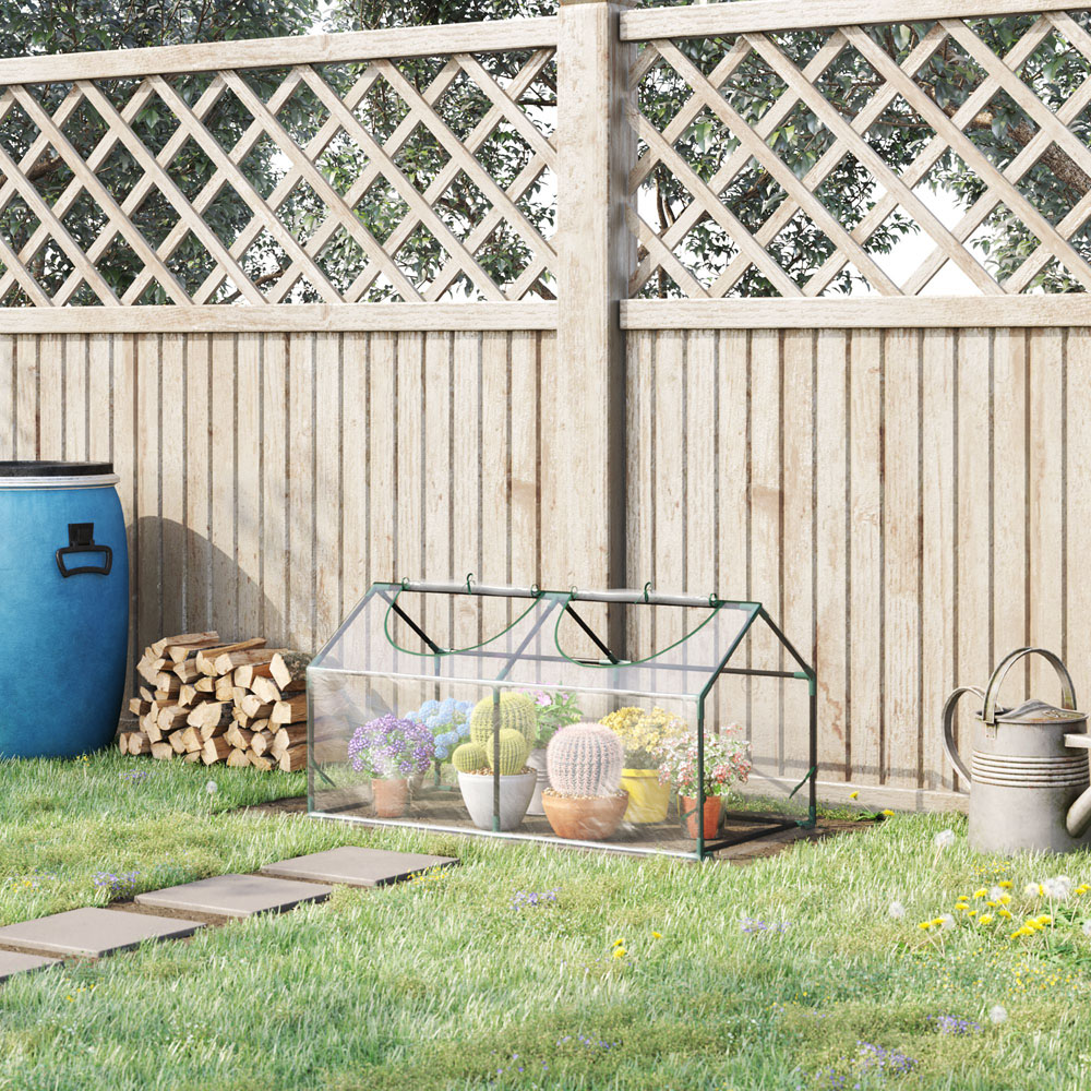 Outsunny 2 x 4ft Clear PVC Cover Greenhouse with Windows Image 2