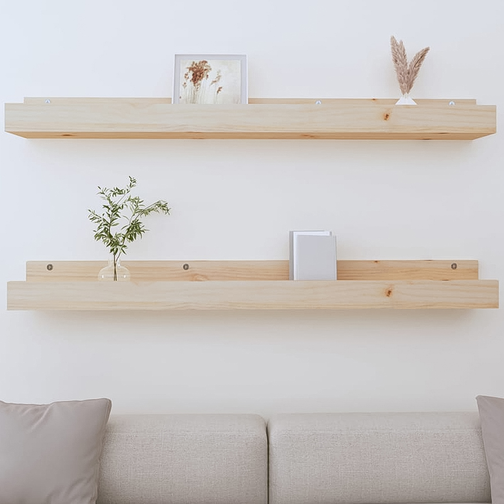 vidaXL 110cm Brown Wall Shelf Set of 2 Image