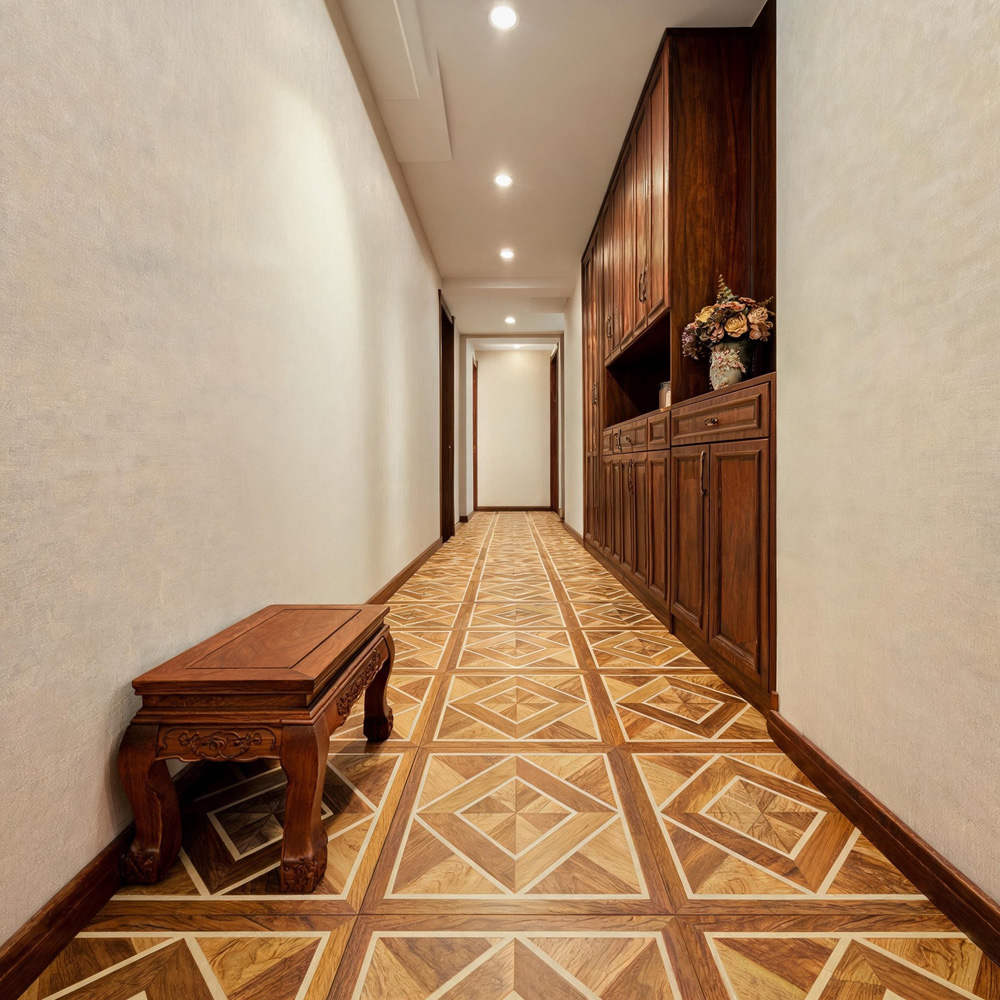 Living and Home Parquet Dark Brown Square Self-Adhesive PVC Flooring Tile 10 Pack Image 8
