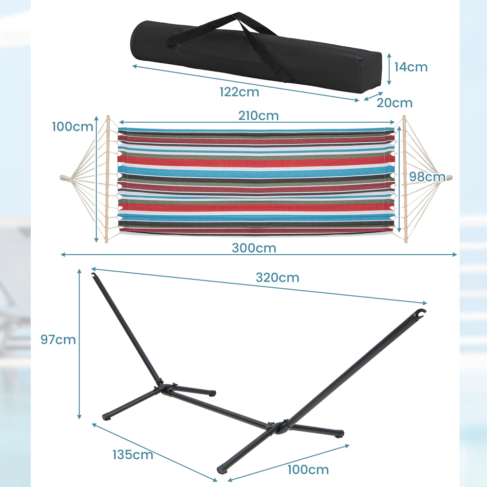 Costway Multicolour Hammock with Stand and Carrying Case Image 9