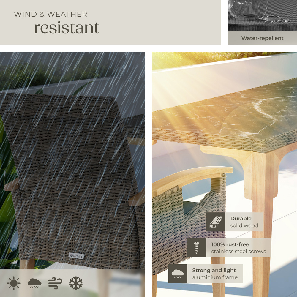 tectake Foggia Rosarno 6 Seater Rattan Garden Dining Set Natural Image 7