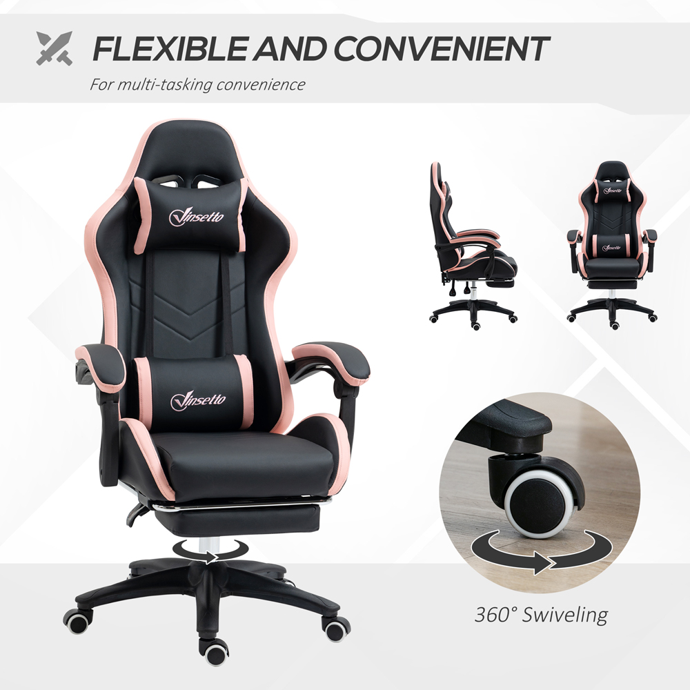 Vinsetto Black and Pink Racing Style Gaming Chair Image 6