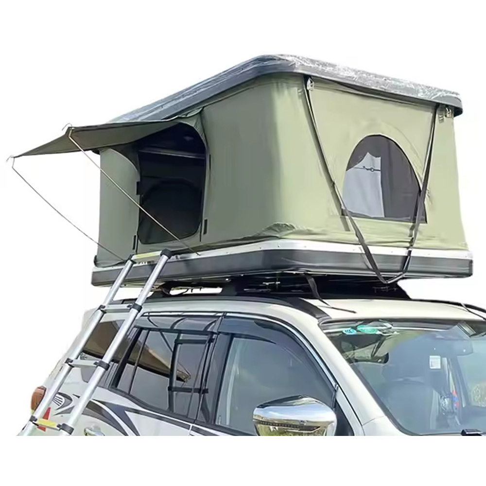 Living and Home Green Hard Shell Car Roof Tent with Retractable Ladder 210 x 130cm Image 5