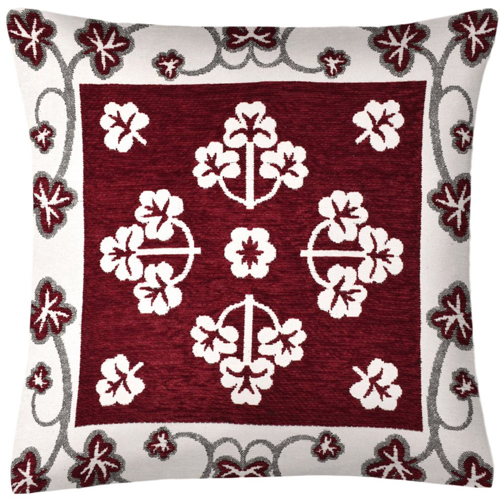 Ashley Mills Wine Pattern Chenille Filled Cushion 43 x 43cm 2 Pack Image 1