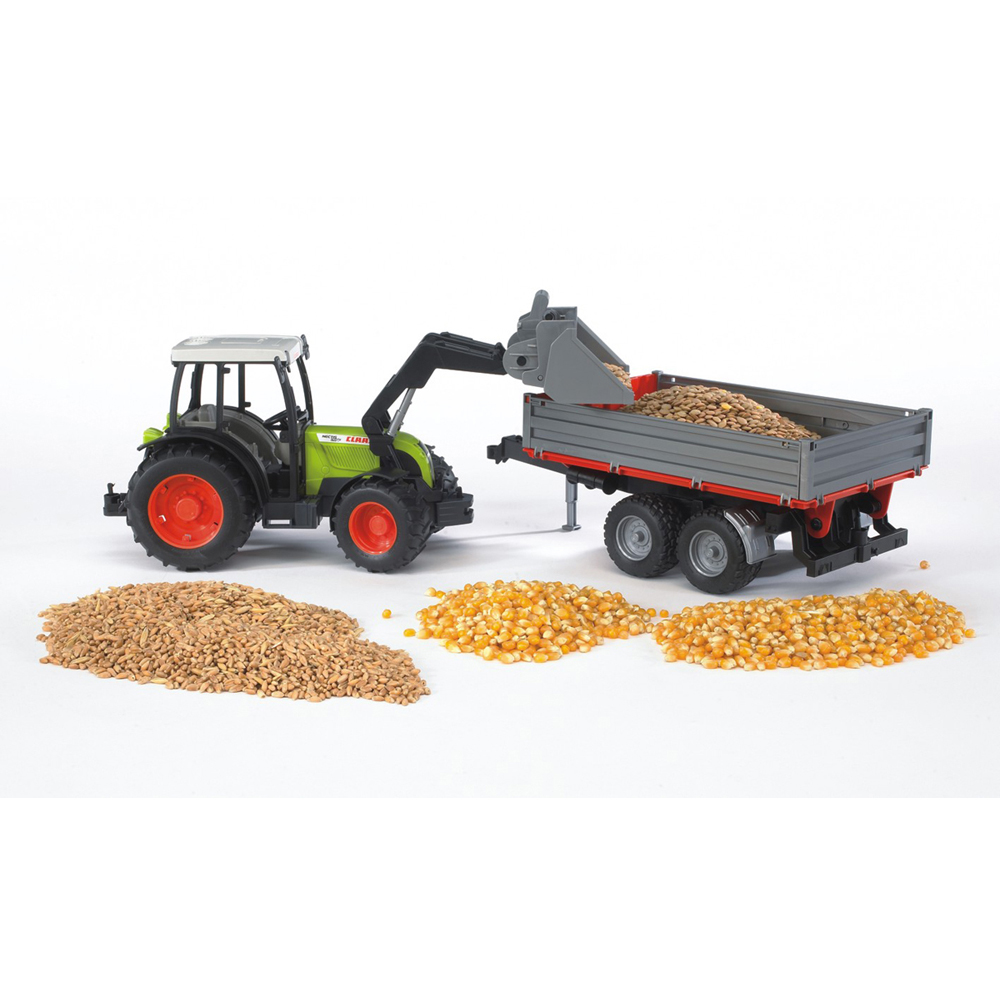 Bruder Kids Claas Nectis 267 F Tractor Playset Model with Frontloader and Tipping Trailer Image 5