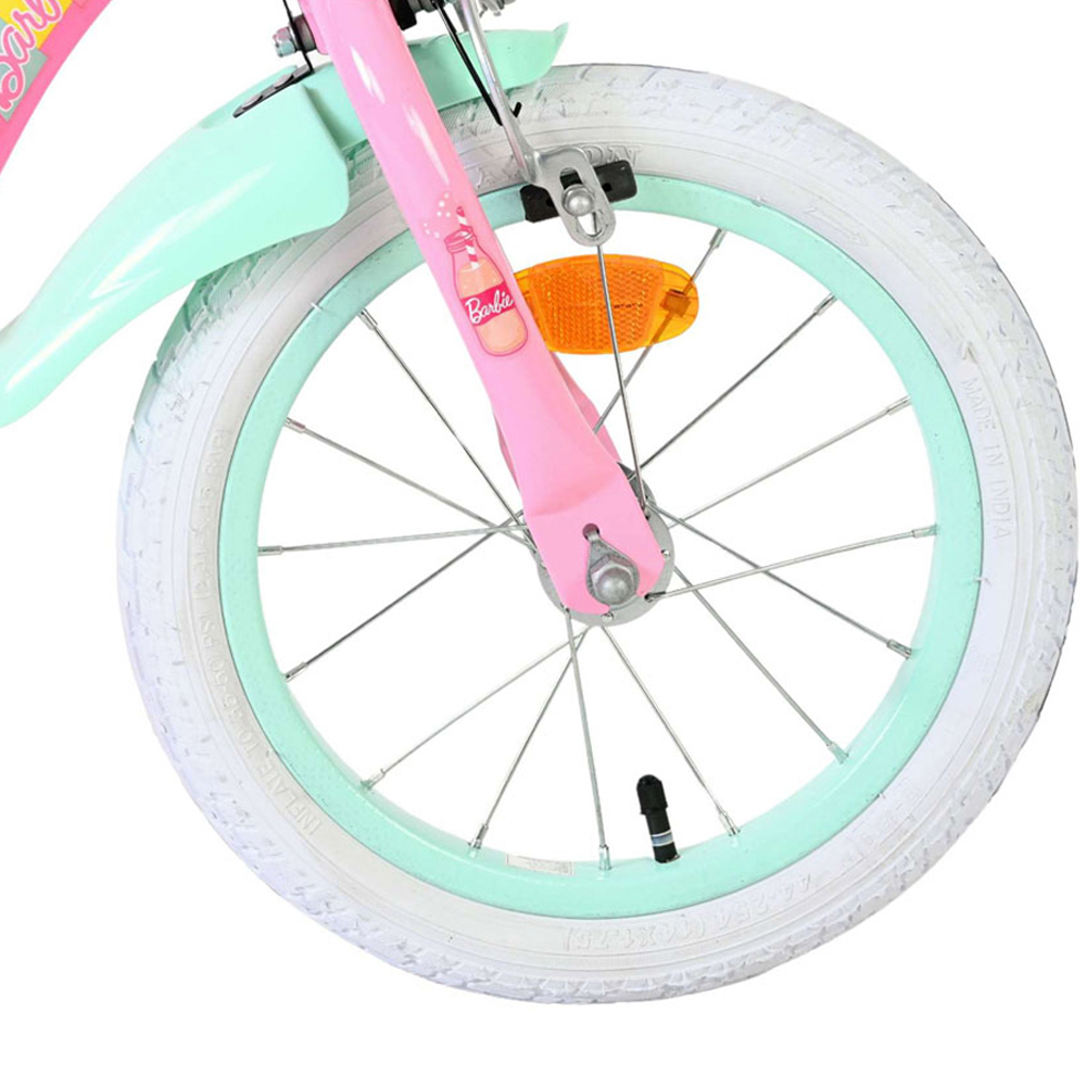 Volare Barbie Kids 14 inch Multicolour Bike with Stabilisers and Basket Image 7