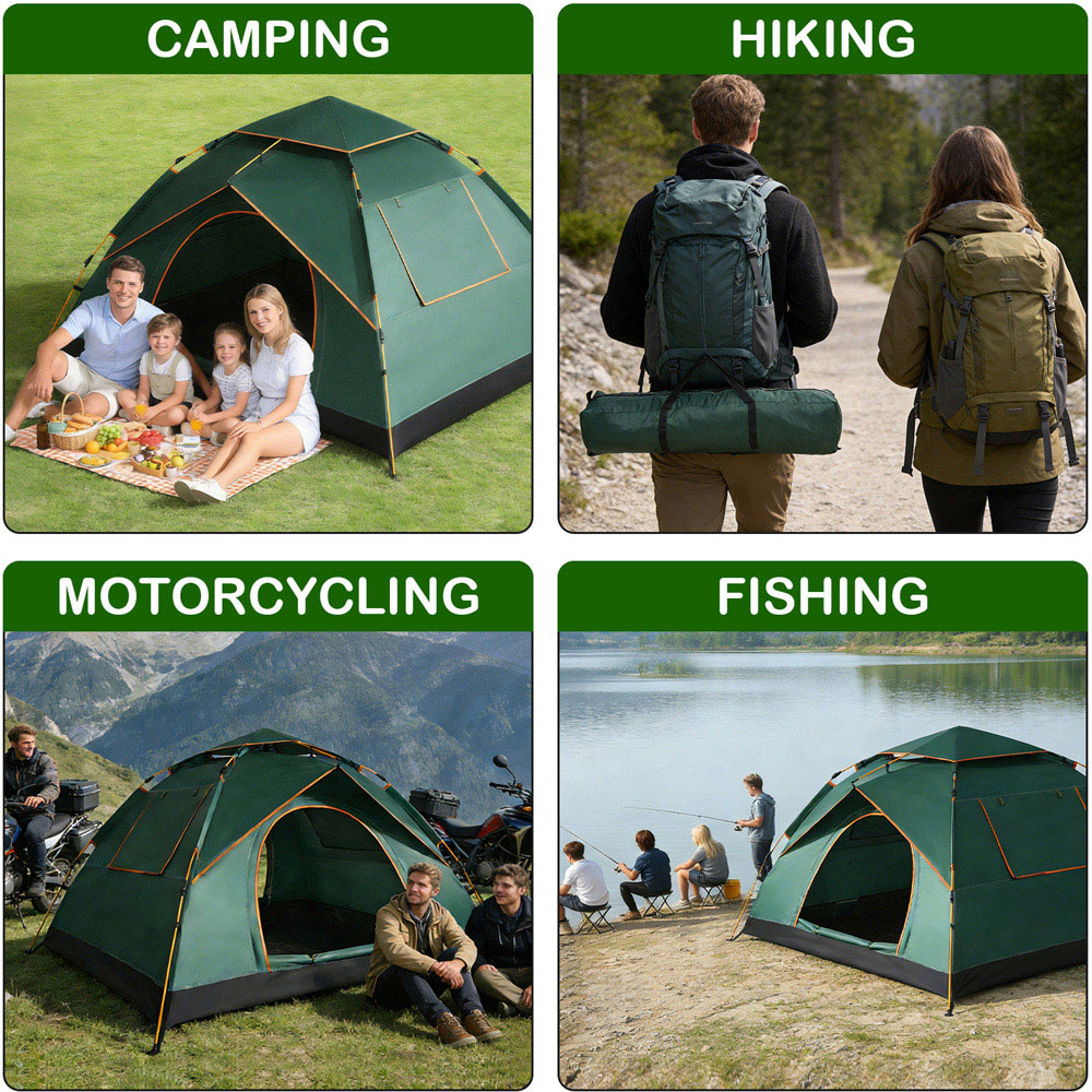 Willowmare 3-4 Person Waterproof Easy Setup Camping Tent Green Image 8