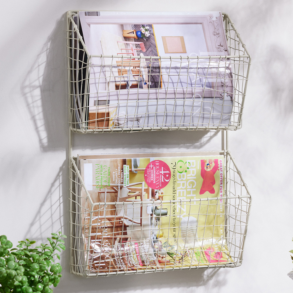 Dibor 2-Tier Cream Wall Mounted Storage Rack Image 2