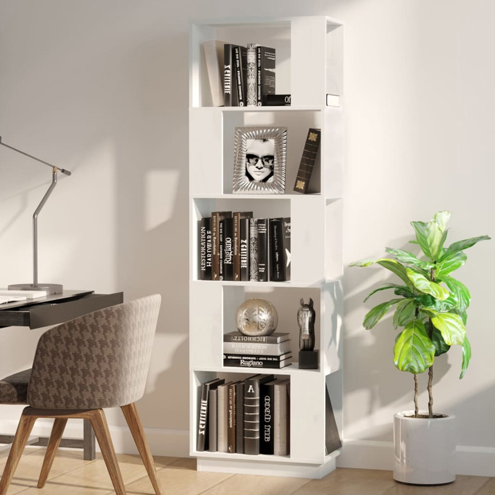 vidaXL 5 Shelf White Solid Pine Wood Bookcase Image 1