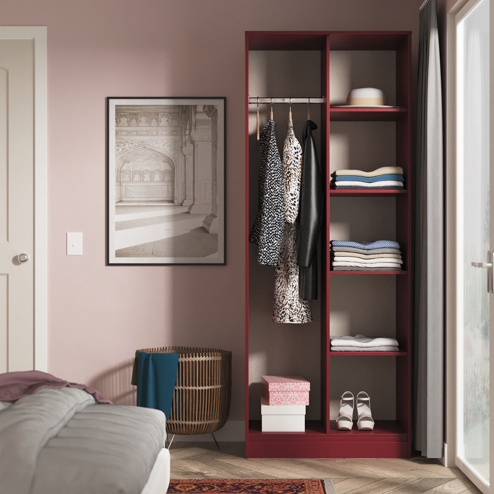 Crowndale Hong Kong 5 Shelf Red Matt Tall Open Wardrobe Ready Assembled Image 6