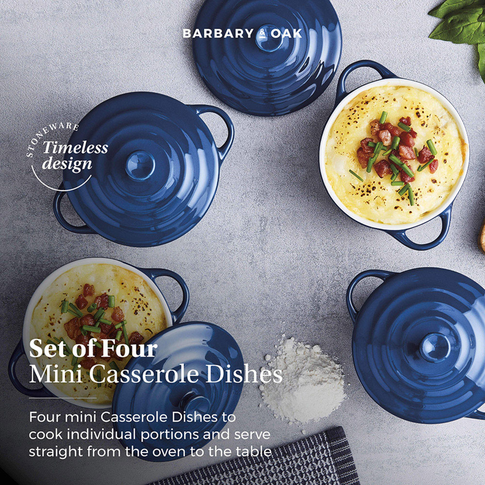 Barbary and Oak 10cm Limoges Blue Set of 4 Ceramic Mini Casseroles Image 3