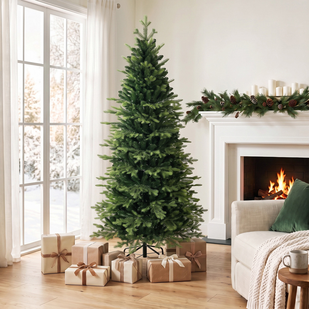 HOMCOM Green Geneva Fir Hinged Artificial Christmas Tree with 1610 Branch Tips 6ft Image 7