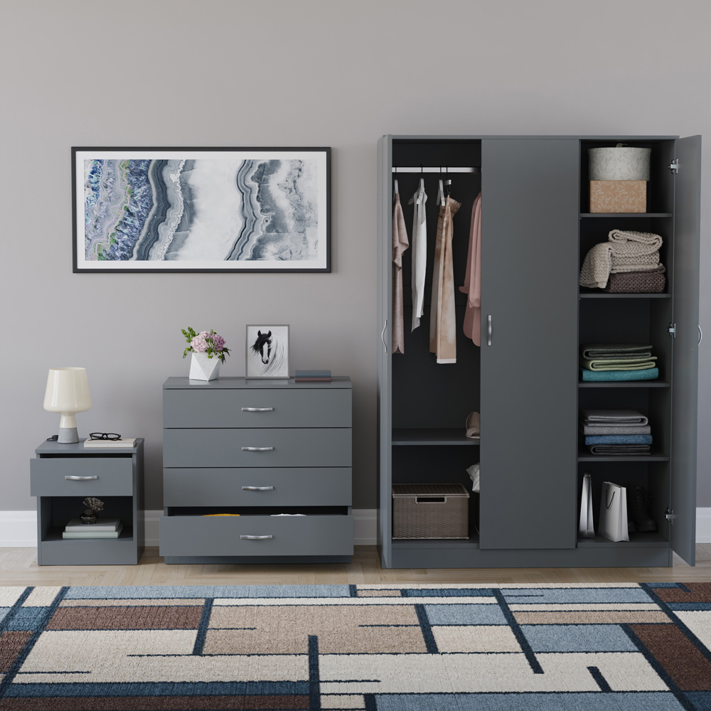VIDA DESIGNS Riano Grey 3 Piece Bedroom Furniture Set Image 3