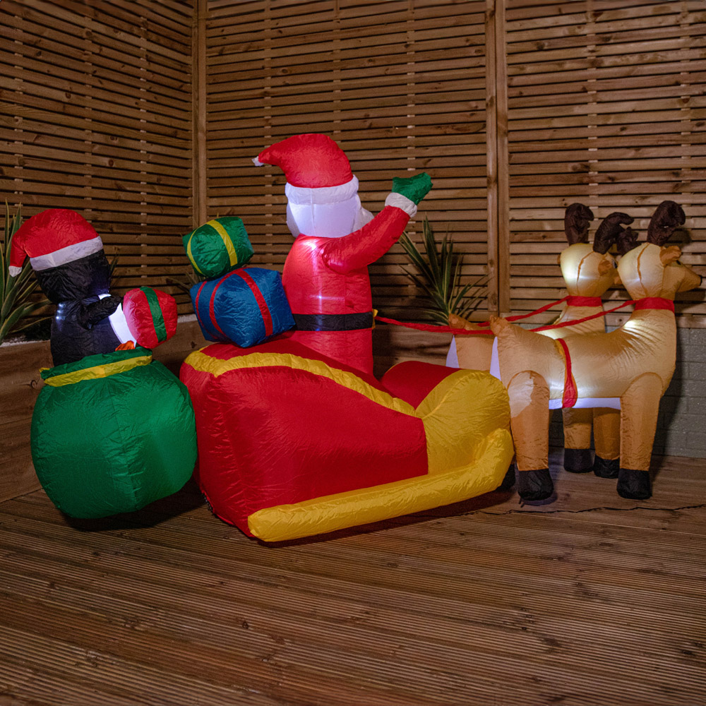 Samuel Alexander Santa and Penguin in Sleigh Light Up Inflatable Christmas Decoration 9ft Image 6