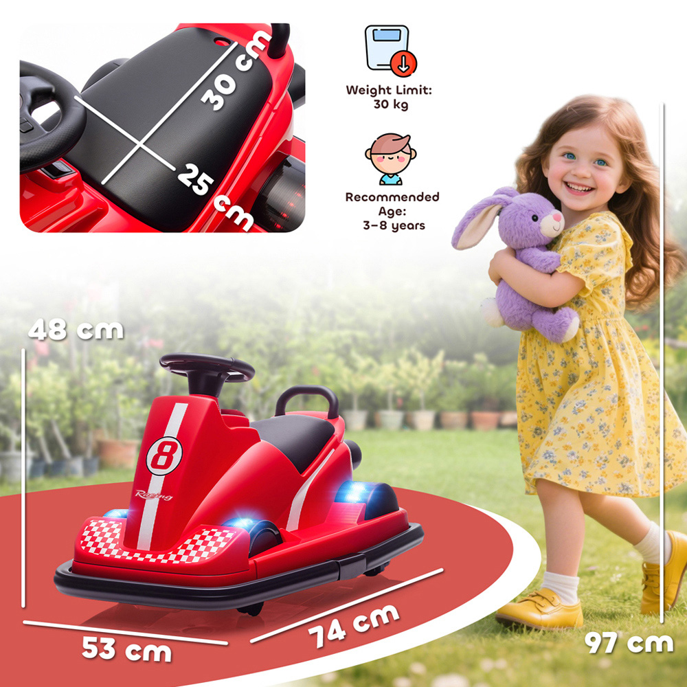 Tommy Toys Kids Red 360 Degree Rotating Electric Bumper Car with LED Image 9