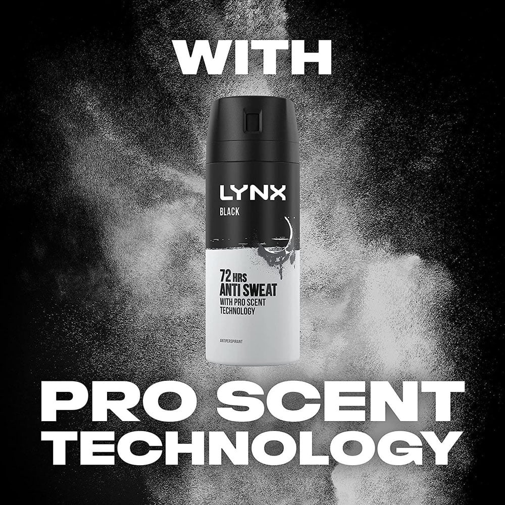 Lynx Black Frozen Pear and Cedarwood 72H Protection Anti-Perspirant Deodorant Spray 150ml 30 Pack Image 7