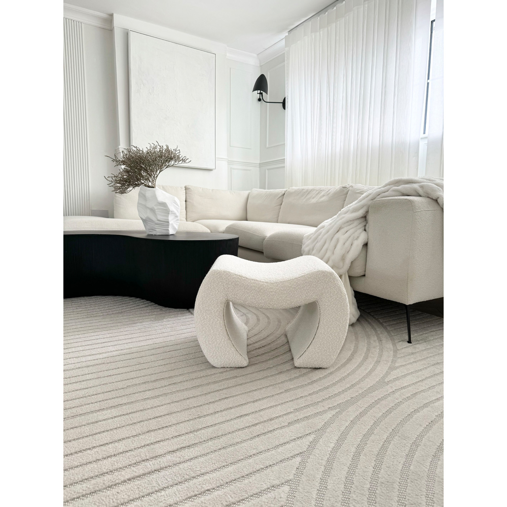 CARME Home Cassie Ivory Bouclé Stool Image 6