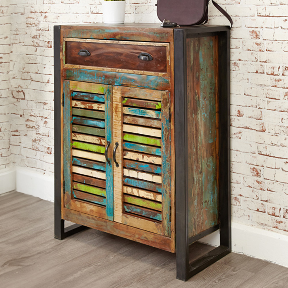 Baumhaus Urban Chic 2 Door Single Drawer Shoe Cabinet Image 1