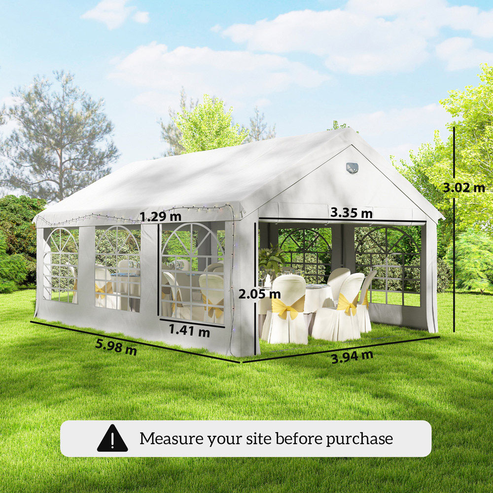 Outsunny 6 x 4m White Heavy Duty Garden Gazebo Image 9