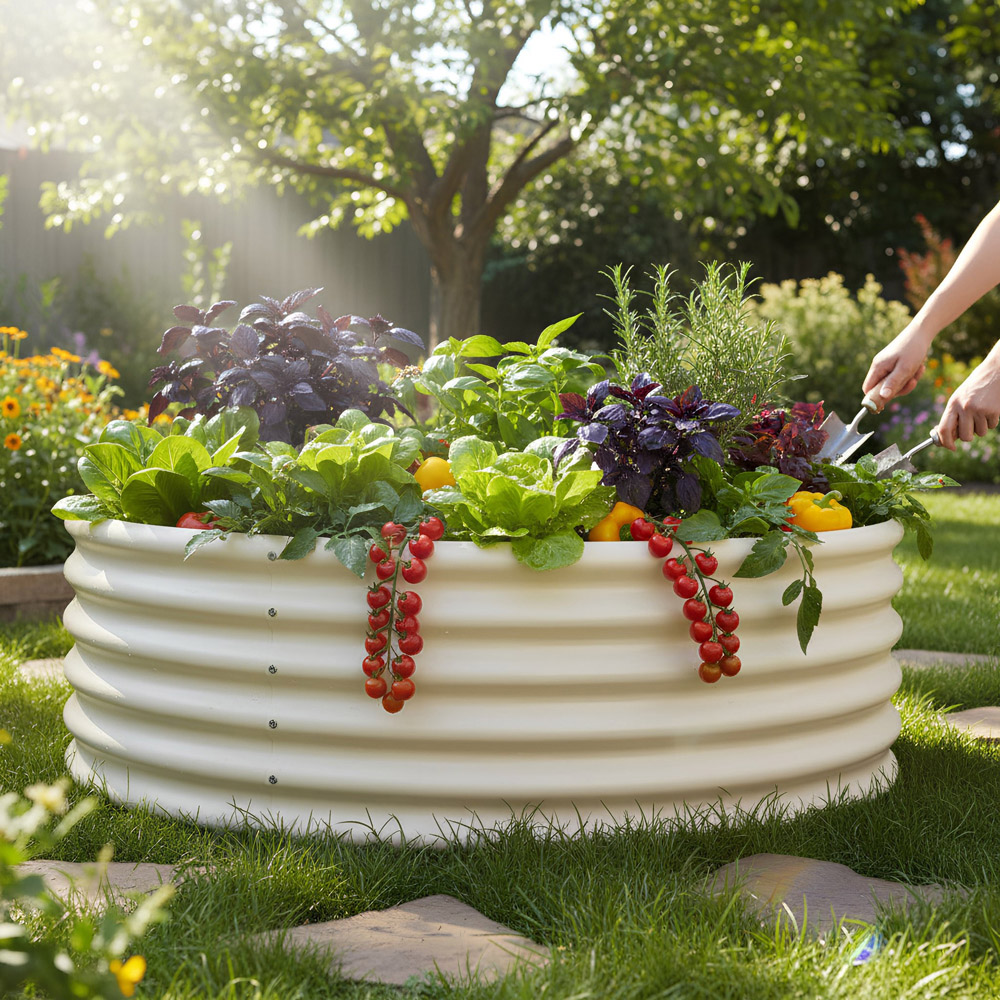 Harbour Housewares Ivory Semicircle Galvanised Steel Raised Garden Bed 120 x 60cm Image 4