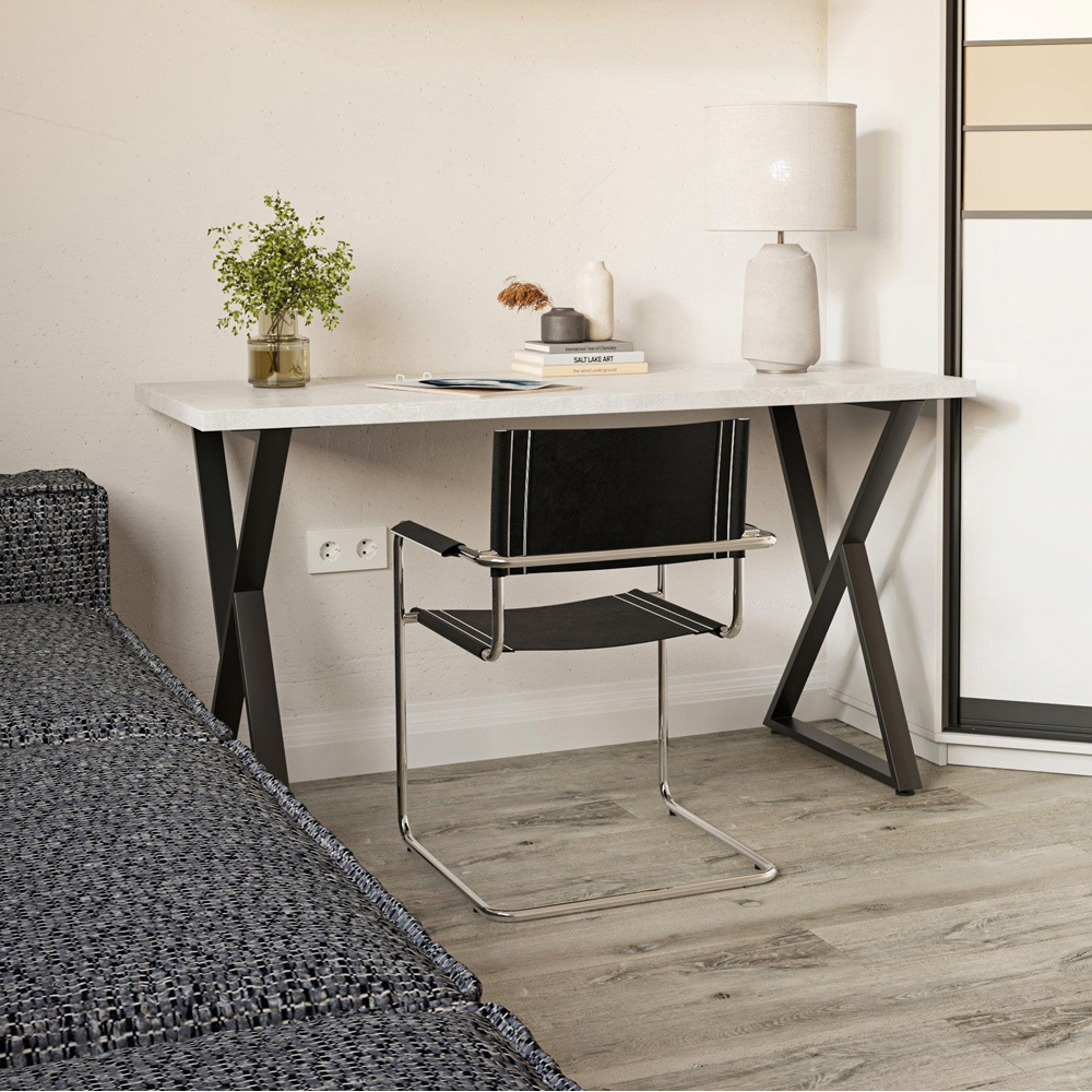 Shefa Chicago 6 Seater Dining Table Concrete Grey Image 3