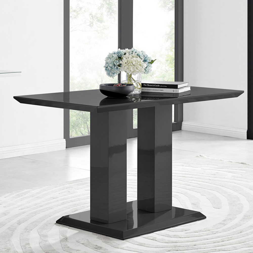 Furniturebox Molini Cesano 4 Seater Dining Set Black Gloss and Grey Image 2