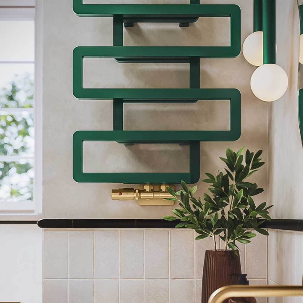 Terma Bookie Matt Green Heated Towel Rail 655 x 500mm Image 9